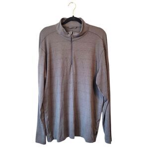 Prana Men's Light Grey Striped Tencel Blend Quarter Zip Pullover